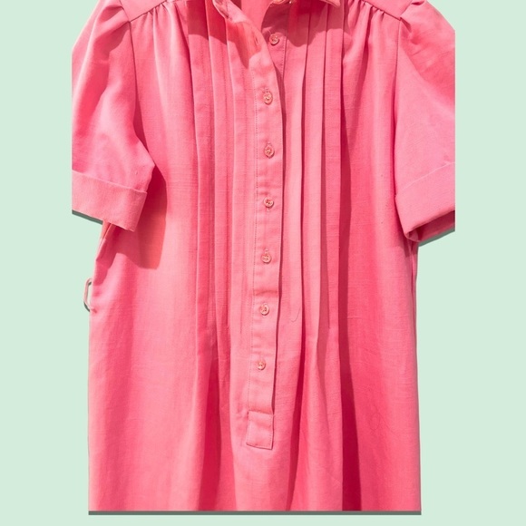 VINTAGE 60s Mod Schrader dress szXS/S Petites midi dress Barbie linen minimalist - Picture 8 of 11